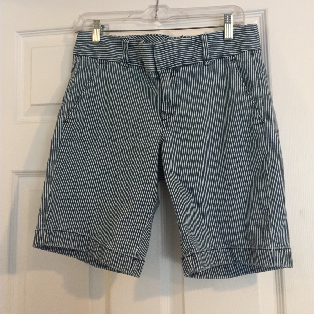 J crew blue and white striped shorts