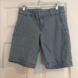 J crew blue and white striped shorts