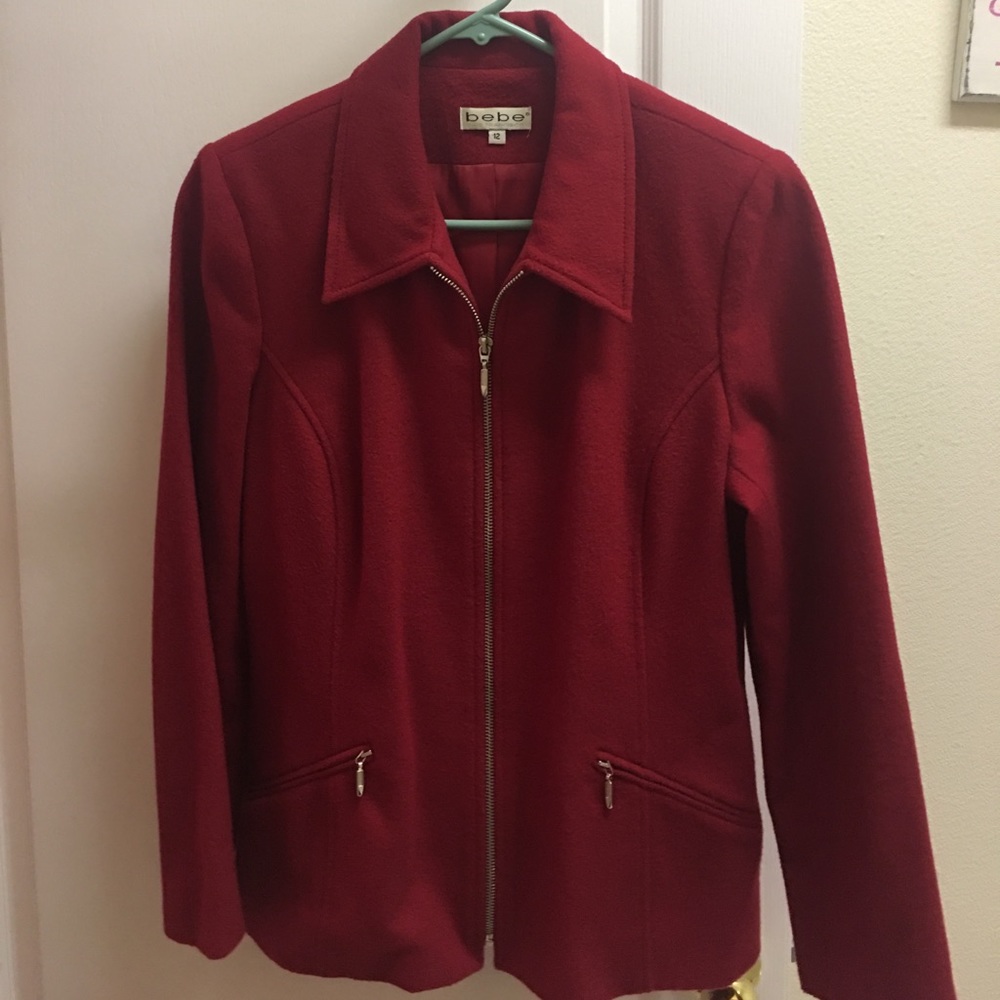 Bebe red zippered blazer jacket