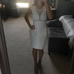 Ivory Peplum Knee Length Dress
