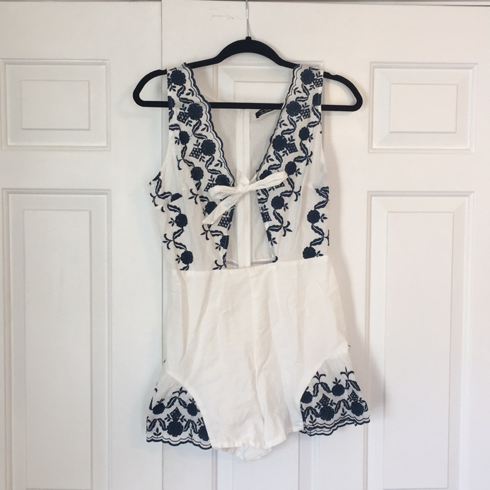 White Crochet Cut-Out Romper
