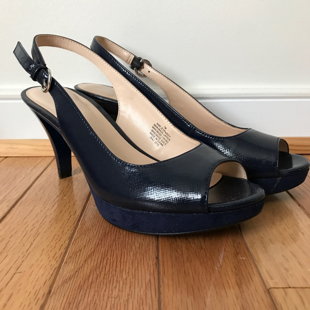 Nine West navy blue sling backs