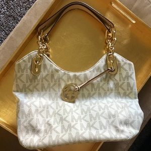 Authentic white & gold leather Michael Kors purse