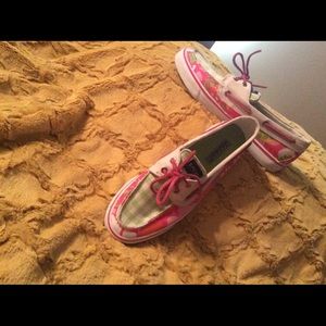 Ladies size 9 Sperry bright multi-color boat shoe.