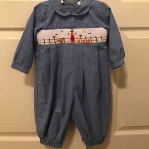 Boys Smocked Fall Harvest Bubble 12 month