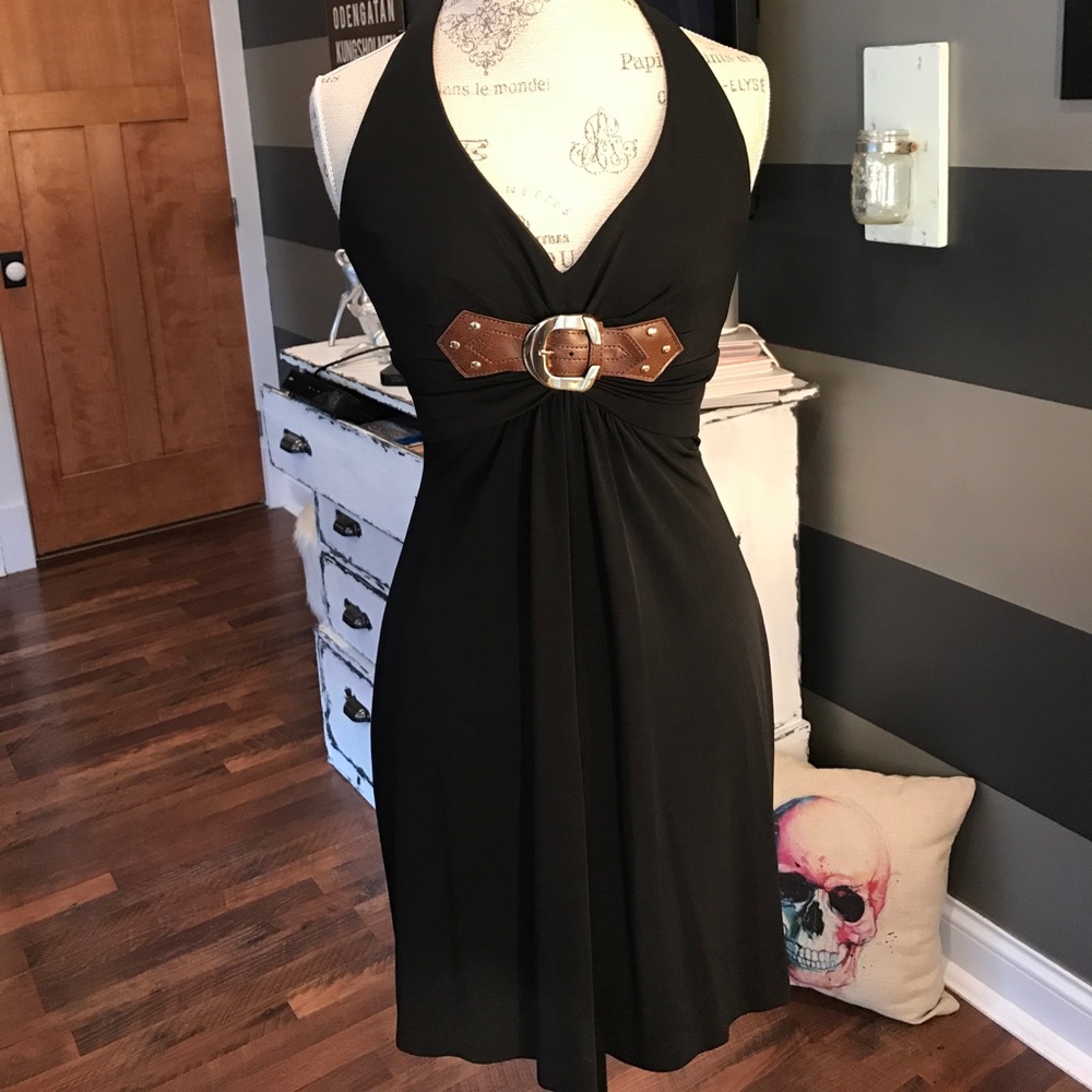Black Cache halter with belt detail