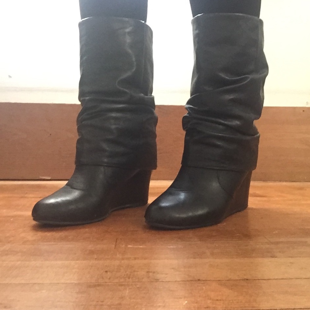 Madden Girl Black Wedge Boot