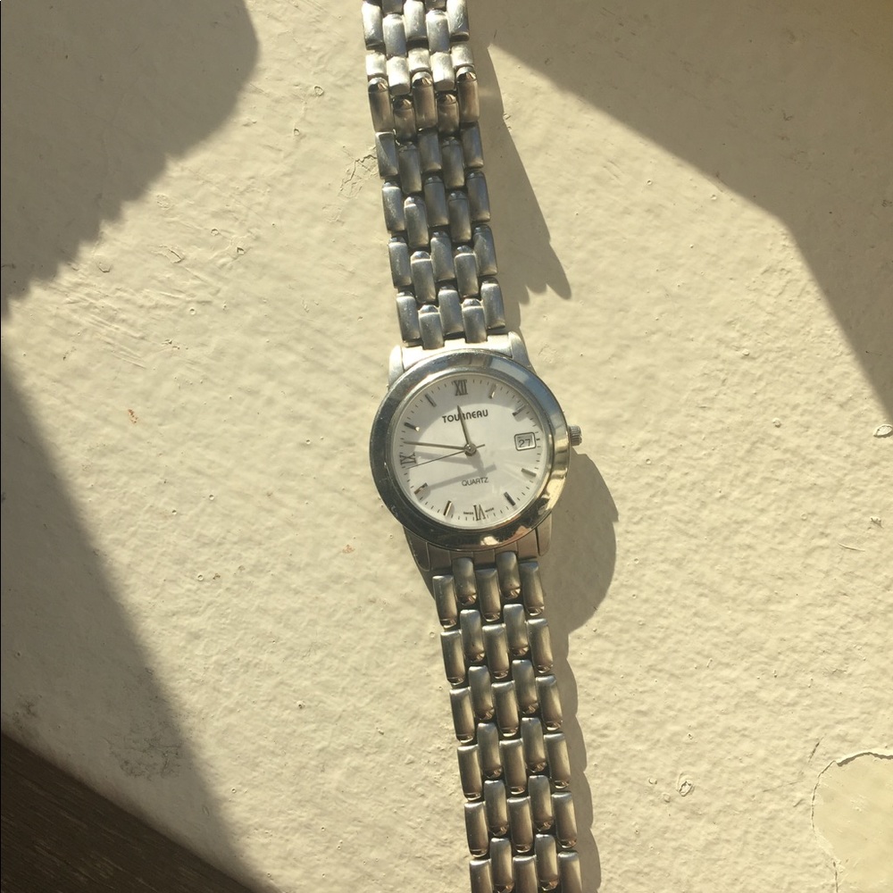 Tourneau Silver bracelet watch with white face
