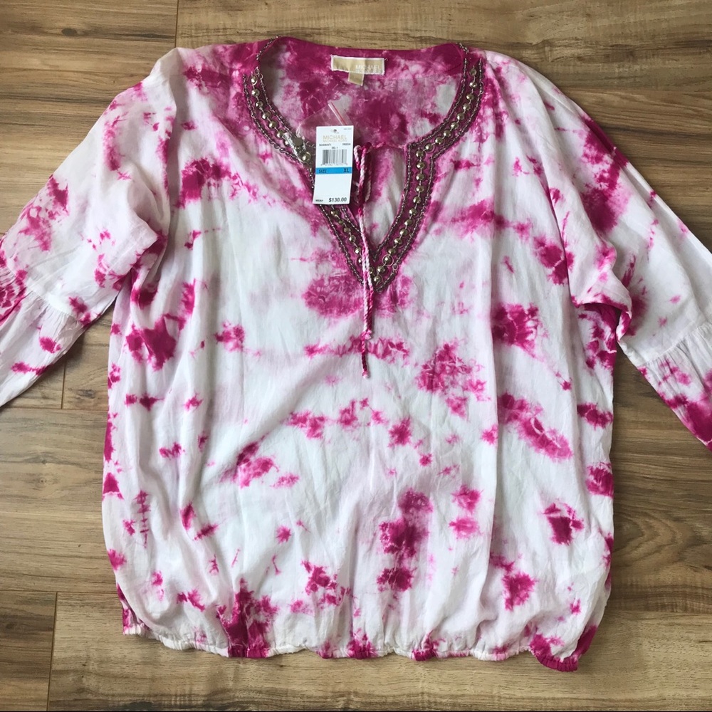 Michael Kors Tie Dye Boho Top in Freesia XL 🌺