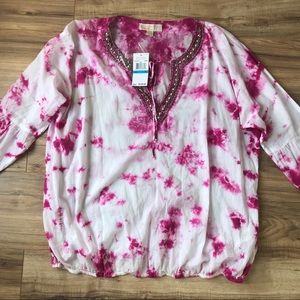 Michael Kors Tie Dye Boho Top in Freesia XL 🌺