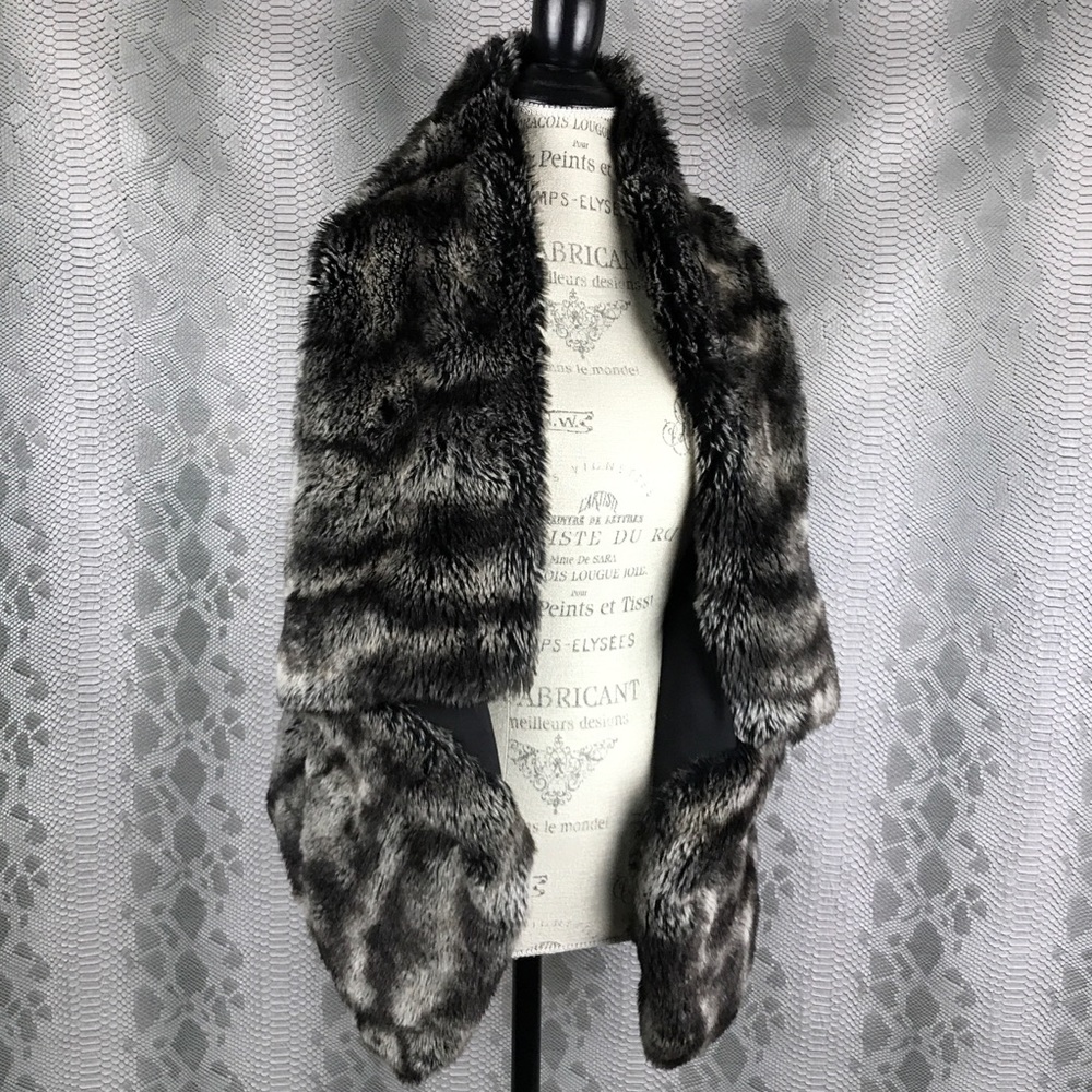 Brown ombré fur open vest