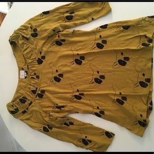 Anthropologie bulldog print 3/4 sleeve shirt