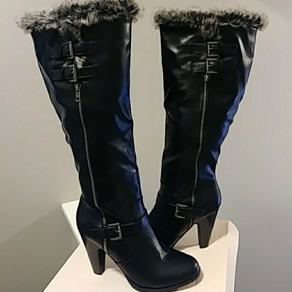 Fashion Stealer Black Fur Top Boots