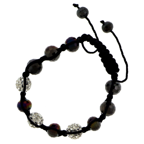 Black adjustable strap bracelet with iridescent - Picture 2 of 2