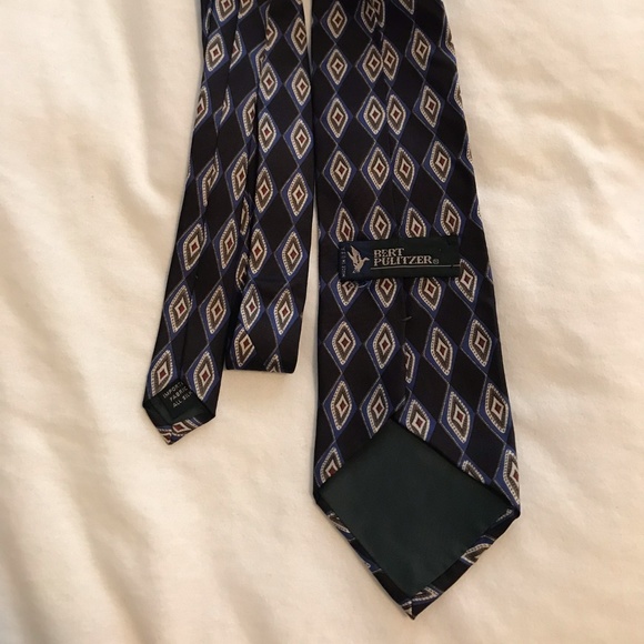 Bert Pulitzer Tie - Navy Blue Geometric Shapes - Picture 2 of 3