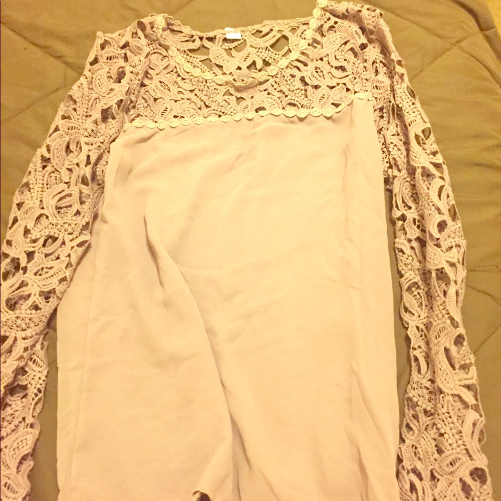 Mauve/tan lace blouse