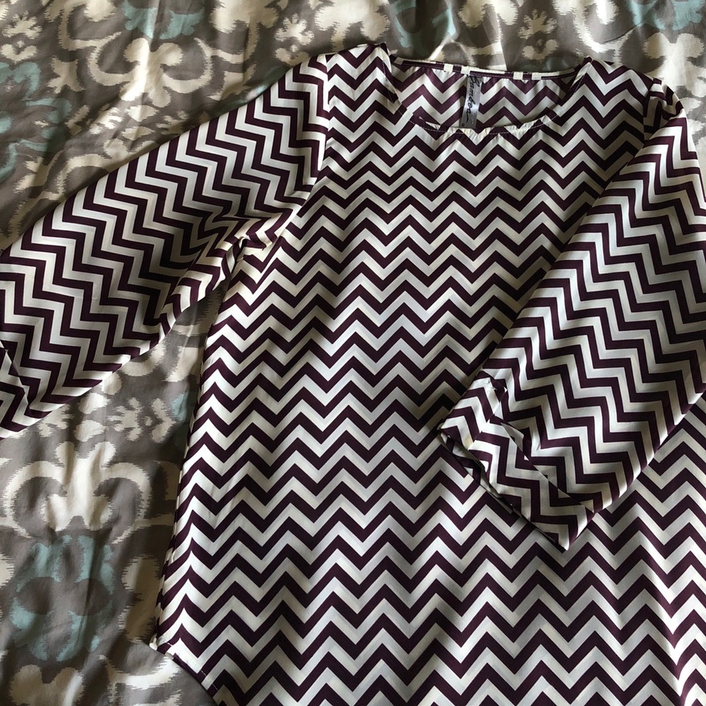 Maroon & cream chevron blouse.