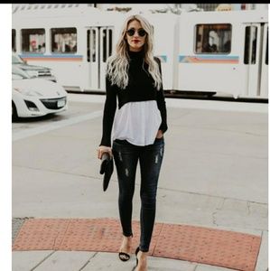 Scarlet contrast top.