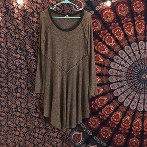 ODDY Olive/Brown Long Sleeve Dress