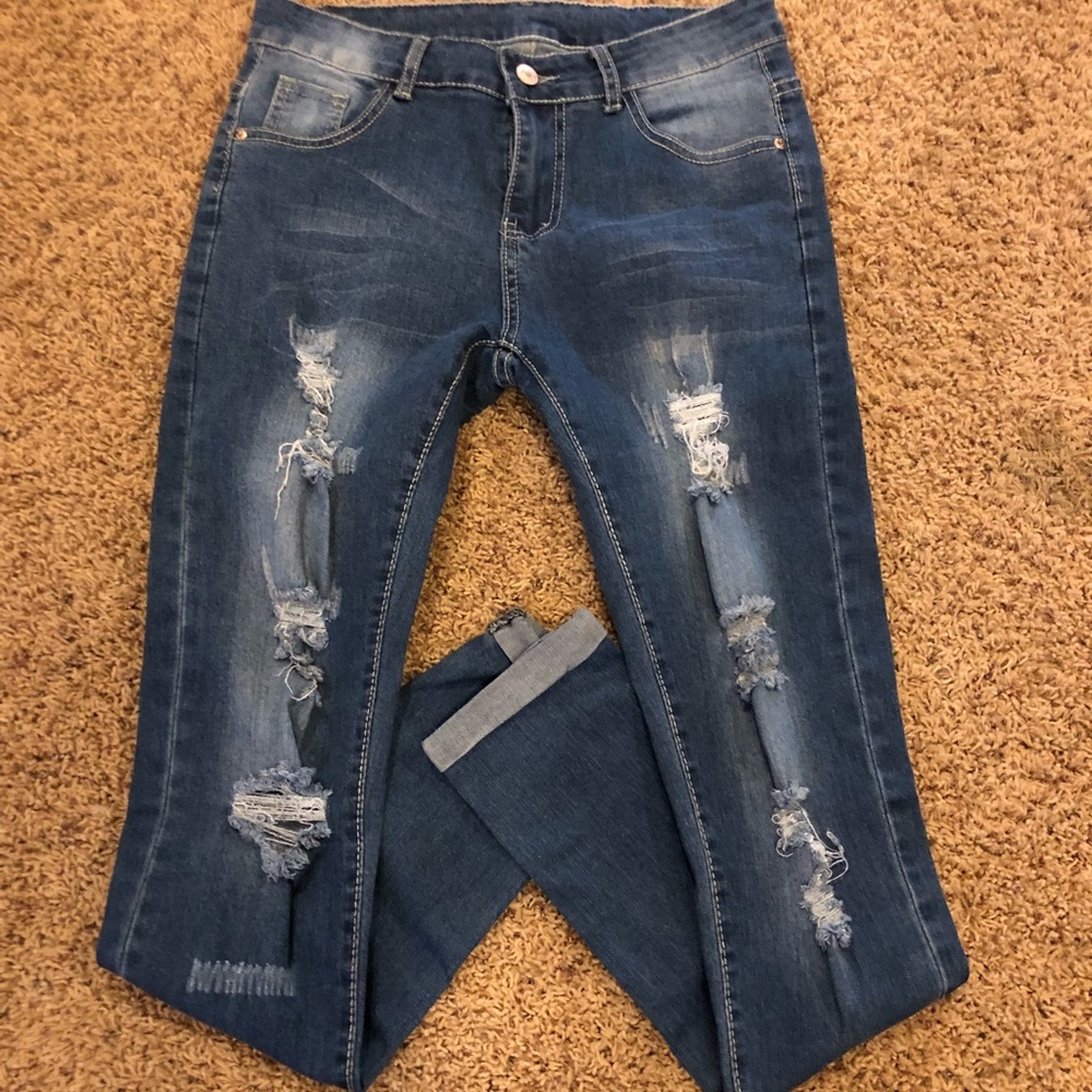 Distressed Skinny Jeans, Brand  New
