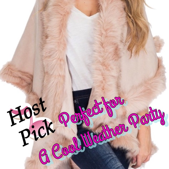 Luxurious Pink Faux Fur Double Layer Cape Coat - Picture 4 of 7