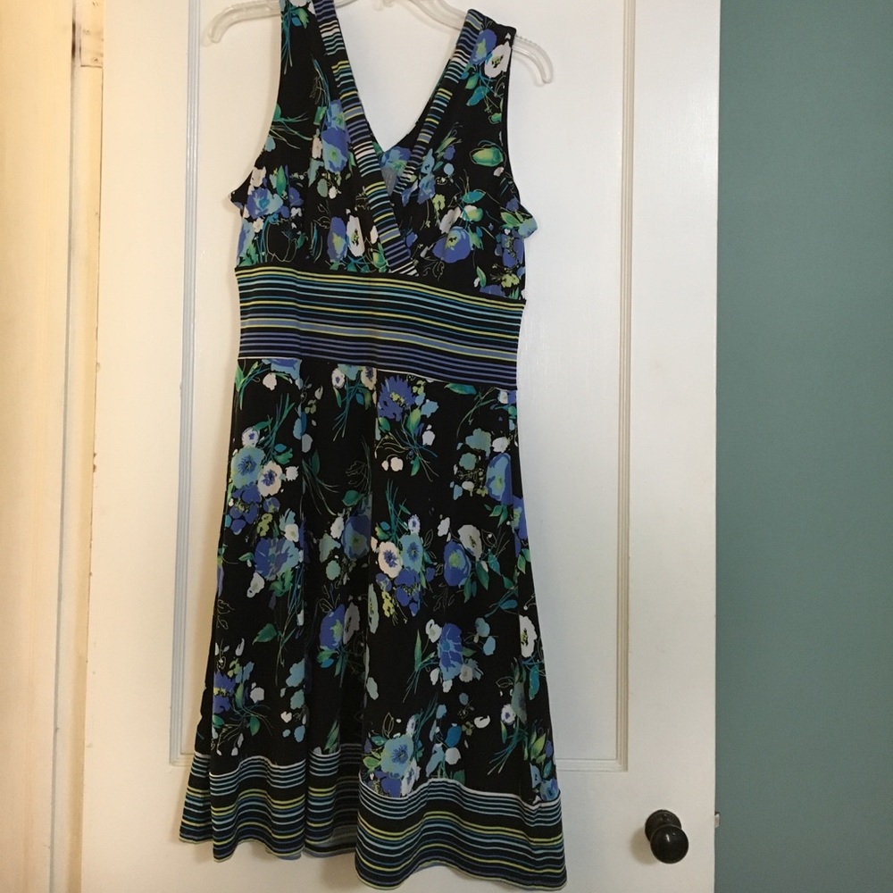 Teal, blue, black floral