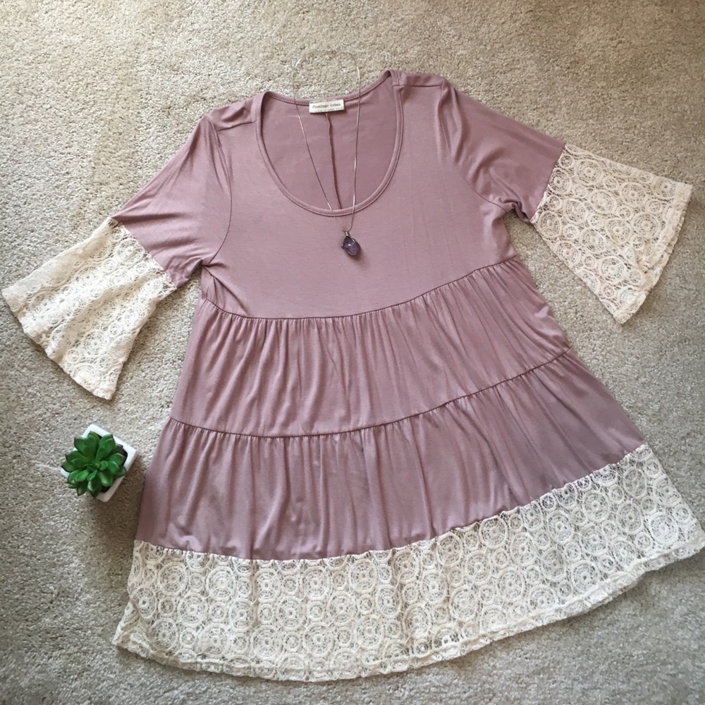 Flamingo Urban Laced Bohemian Flowy Long Blouse