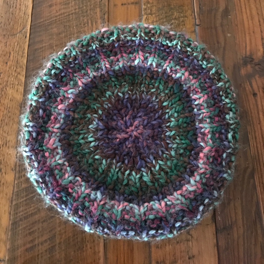 Colorful cool colored knit beret