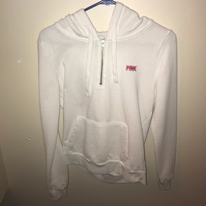 XS Victoria Secret Pink white 1/4 zip hoodie
