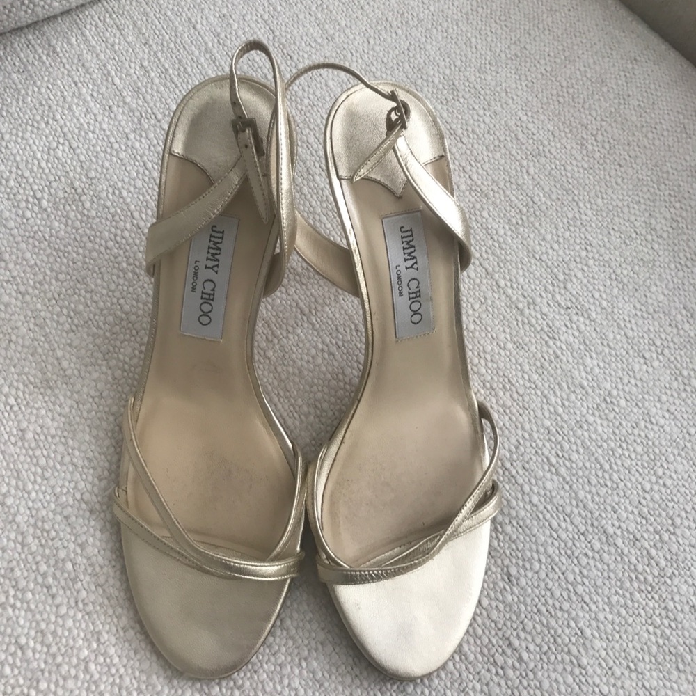 Jimmy Choo Strappy Gold Sandals
