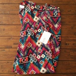 S NWT Lularoe Joy Rainbow Chevron w/ Aztec Print