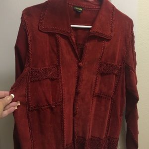 Suede and embroidered jacket