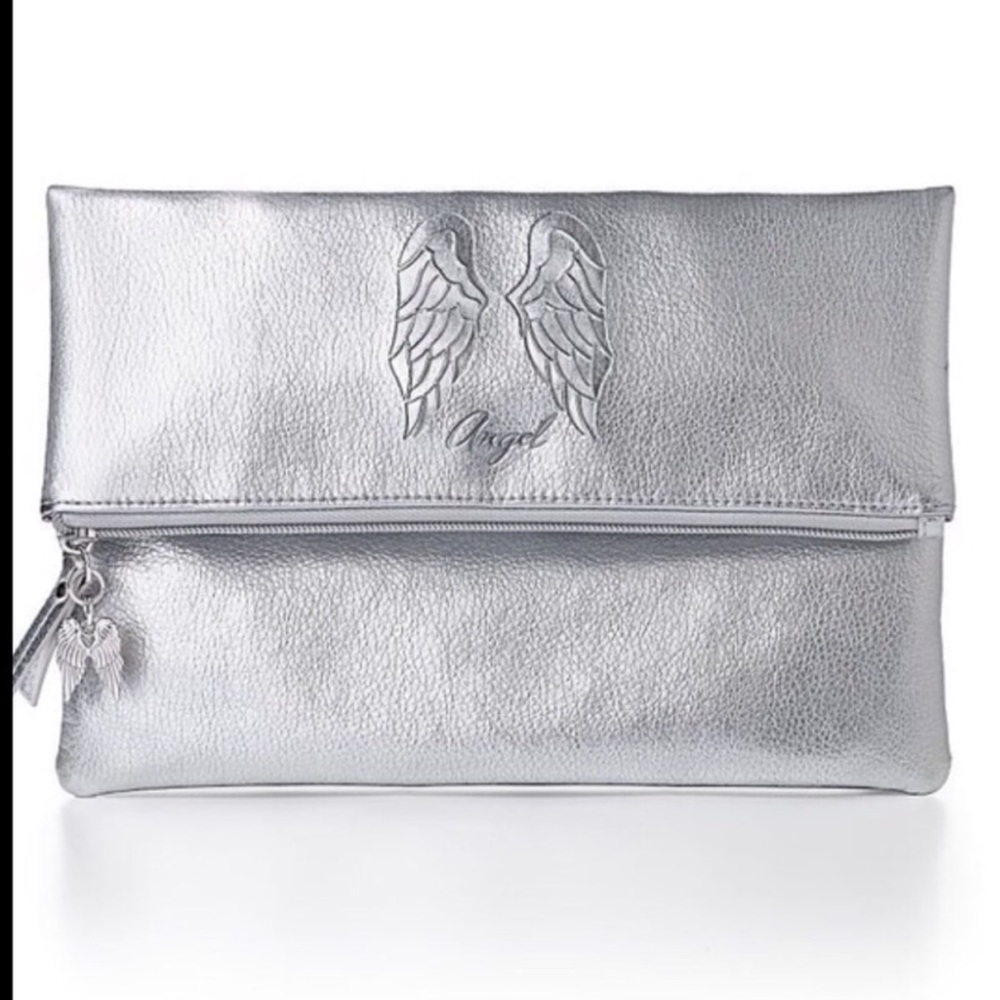Victoria's Secret Fold Over Silver Angel Clutch