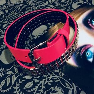 Pink Tilt Silver Studded Belt