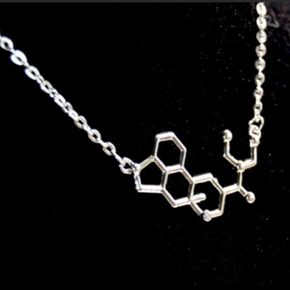 LSD Molecule Acid Lucy Trip EDC chemistry Necklace - Picture 3 of 4
