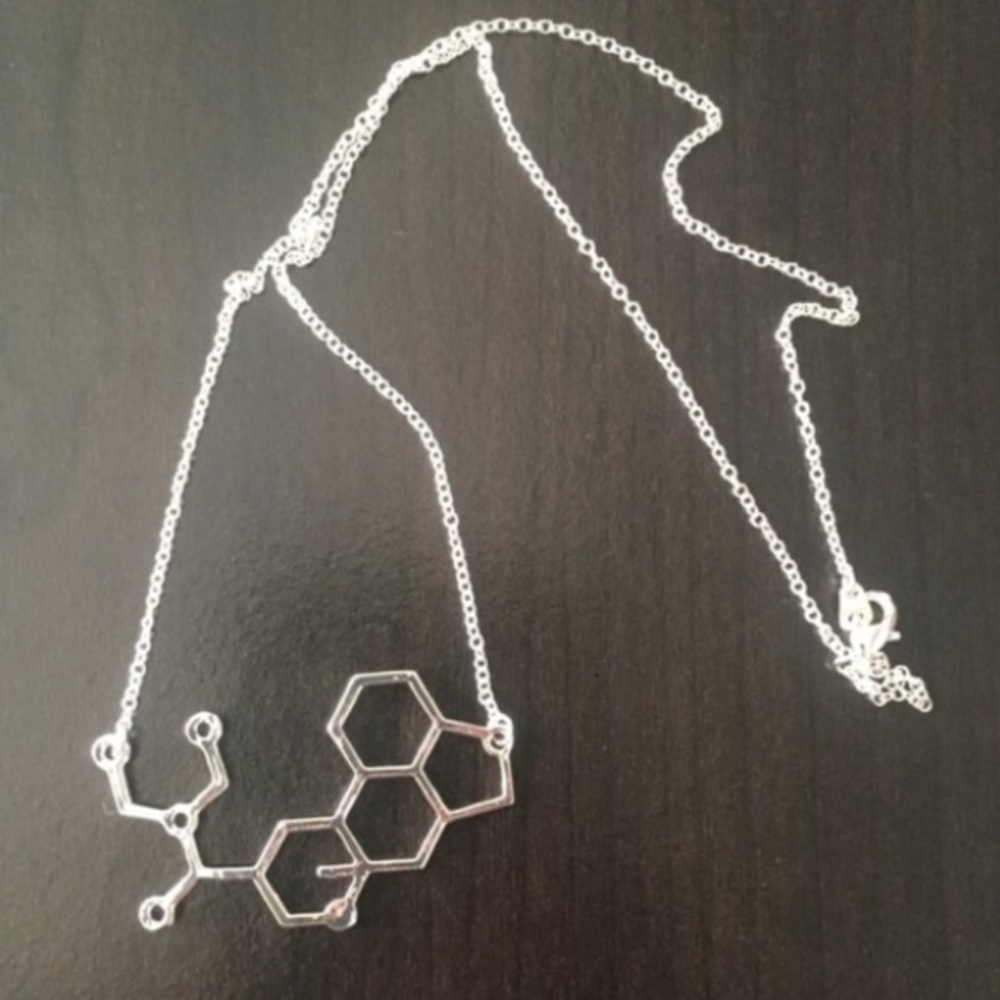 LSD Molecule Acid Lucy Trip EDC chemistry Necklace - Picture 2 of 4