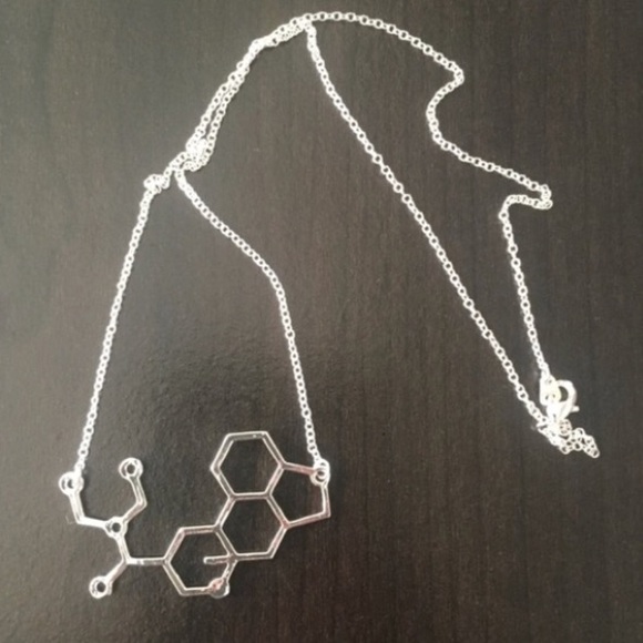 LSD Molecule Acid Lucy Trip EDC chemistry Necklace - Picture 2 of 4