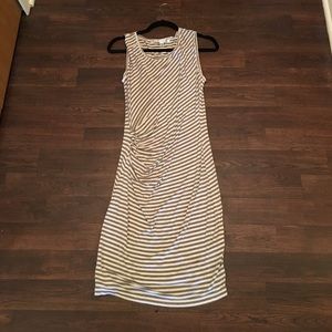 Max Studio beige and white striped dress