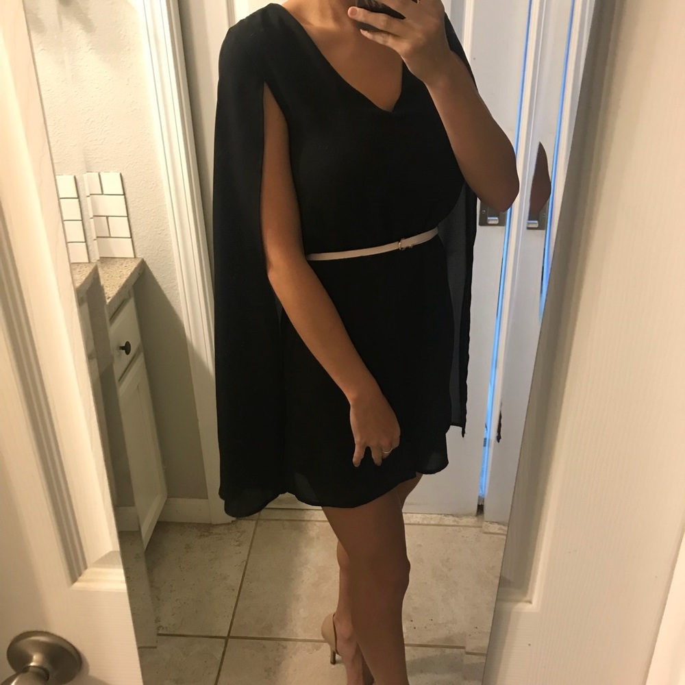 Romeo & Juliet Couture Black Cape Mini Dress