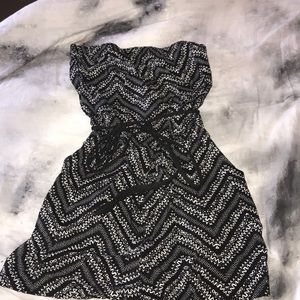 Strapless black and white romper