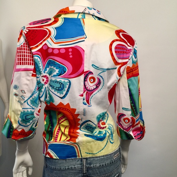 Erin London one button colorful cotton blazer Sz M - Picture 4 of 5