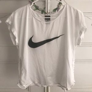Nike White Mesh Running Crop Top size M