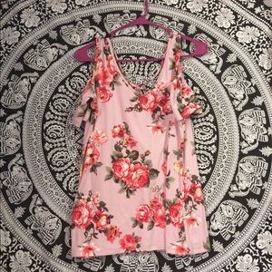 A floral off the shoulder shirt