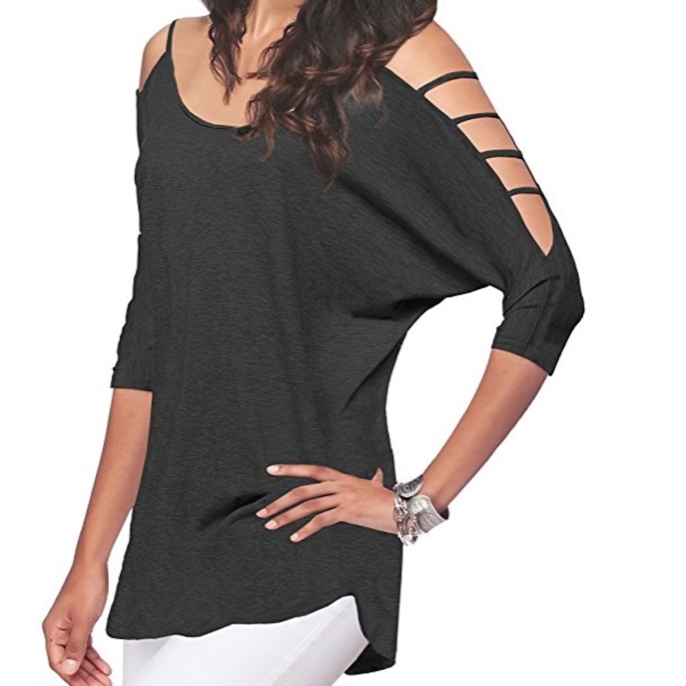 Loose should cutout tee- 3/4 sleeve