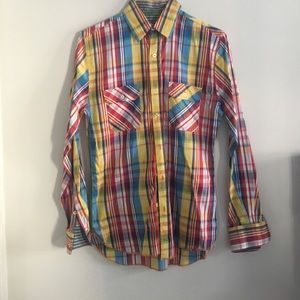 Arnold Zimberg Men’s Plaid Print Button Down Shirt