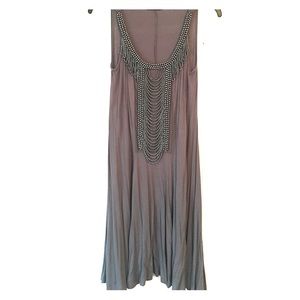 Lux gray/silver sleeveless beaded dress