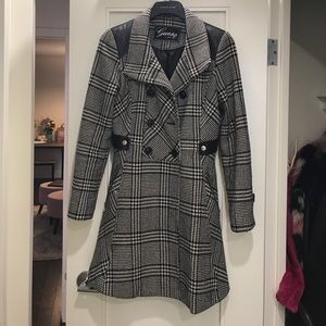 GUESS fit & flare peacoat leather details