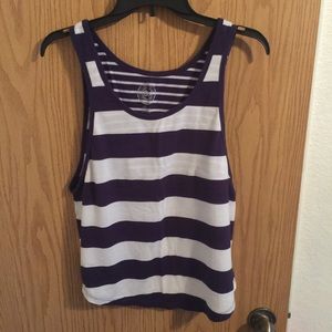 Navy Blue Striped Muscle Tank