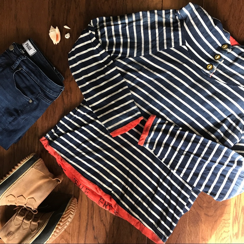 Free People Navy Stripe Hoodie