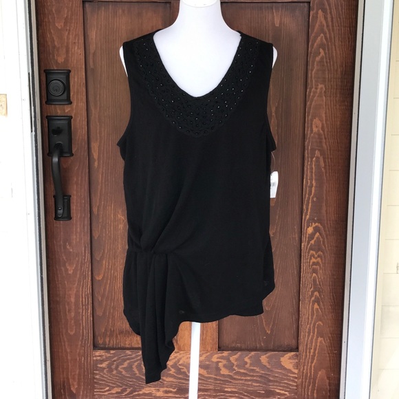 Lane Bryant Tops - Lane Bryant sleeveless black beaded Flowy blouse